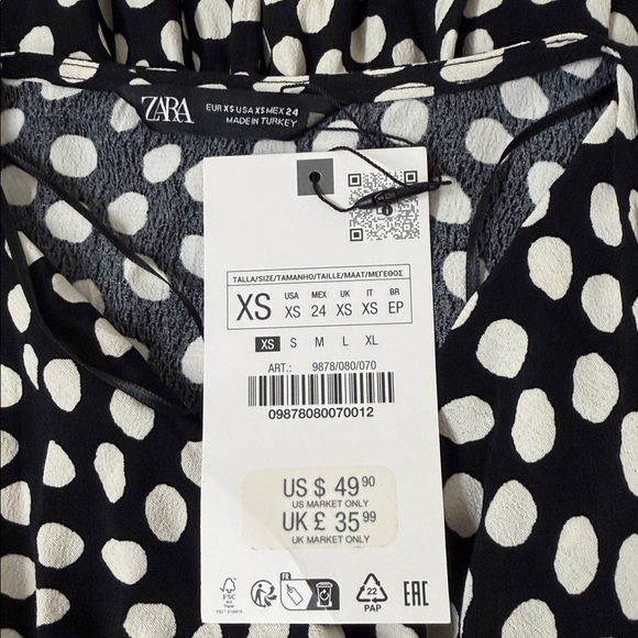Zara Black & White Polka Dot Mini Dress - Picture 5 of 9